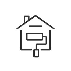 Home improvement pixel perfect linear icon. House repair, household maintenance. Renovation, sustainability. Thin line illustration. Contour symbol. Vector outline drawing. Editable stroke