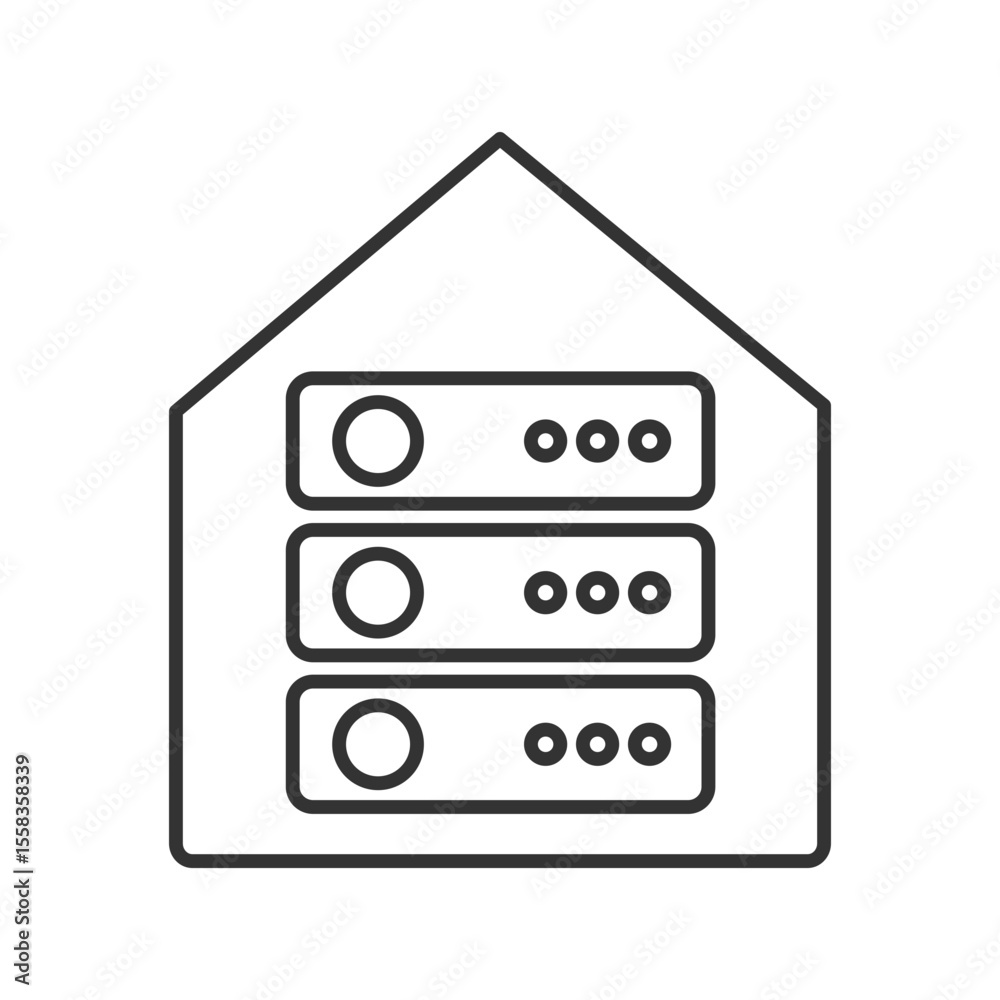 Aufkleber digital data center line icon. powerful servers operating on storage. information processing systems