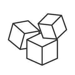 Floating cubes line icon. Blockchain financial data containing system. 3d geometric shapes. Cubical blocks. Isolated vector illustration. Outline symbol. Simple linear drawing. Editable stroke