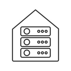 Digital data center line icon. Powerful servers operating on storage. Information processing systems. Computing. Isolated vector illustration. Outline symbol. Simple linear drawing. Editable stroke