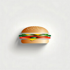 Delicious Burger Creation, Food Art, Culinary Design, Digital Illustration, Minimalist Style, Top View, Gourmet Concept