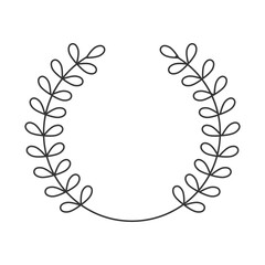 Round laurel wreath for winner line icon. Classic reward for contest victory. Olive branches Greek trophy. Isolated vector illustration. Outline symbol. Simple linear drawing. Editable stroke