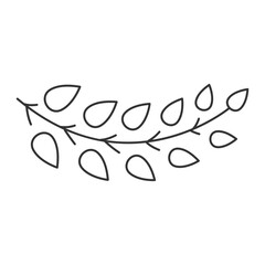 Tree branch with leafage line icon. Fresh nature on spring season. Elegant twig from garden. Floral decor. Isolated vector illustration. Outline symbol. Simple linear drawing. Editable stroke