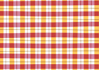 可愛い赤と黄色のチェック柄+茶色の細い線(背景・壁紙)