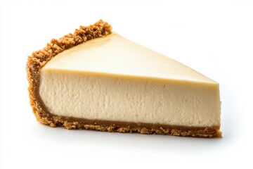 Delicious slice of creamy cheesecake with graham cracker crust