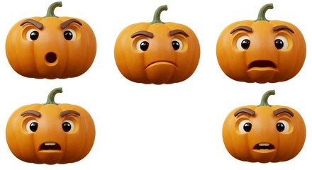 Fototapeta premium Pumpkin faces various expressions