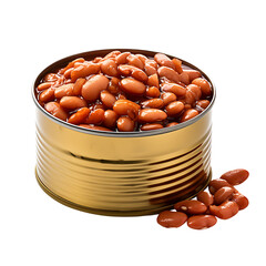 Canned baked beans isolated on transparent background