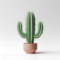 Stylish Cactus Plant Display, Minimalist Home Decor, Indoor Setting, Digital Illustration, Modern Aesthetic