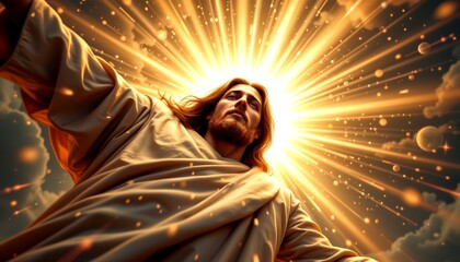 an artistic representation of a figure that resembles jesus christ