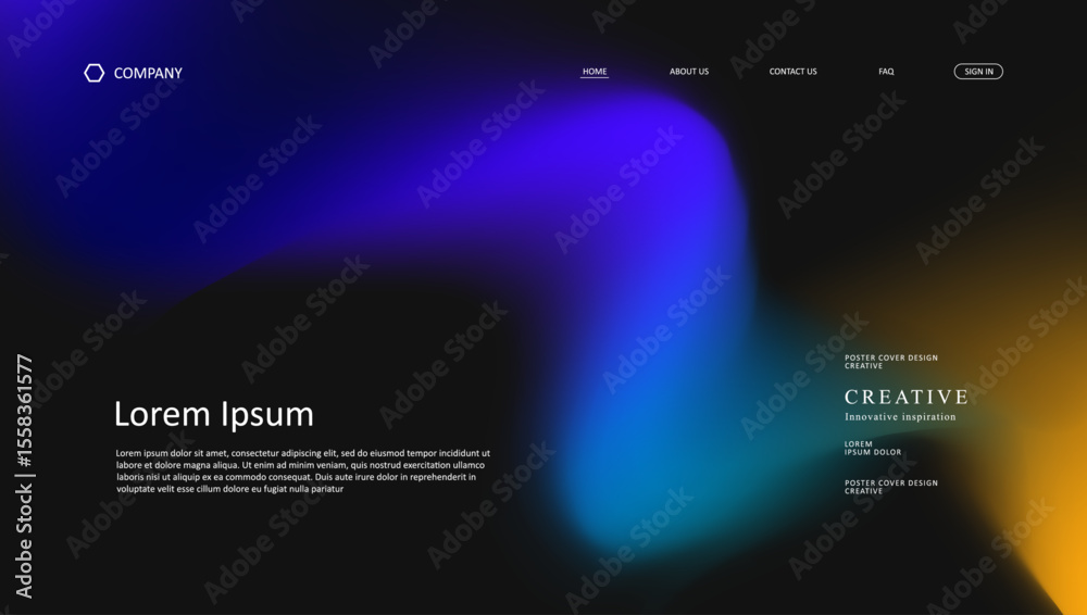 Poster abstract wave futuristic design of landing page. retro gradient mesh website design