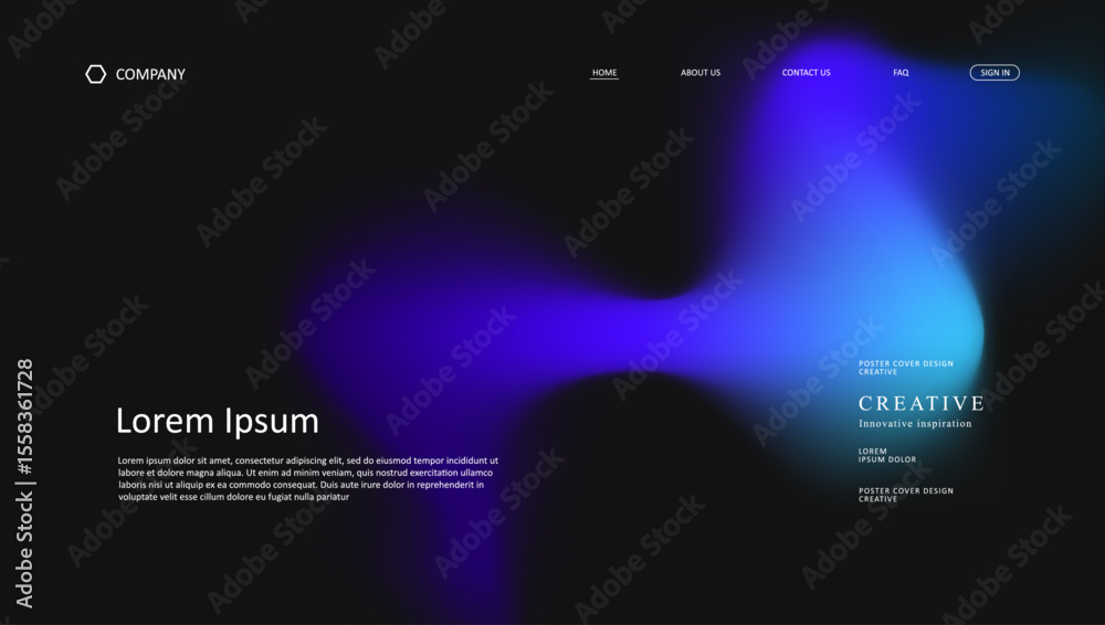 Wall mural abstract wave futuristic design of landing page. retro gradient mesh website design