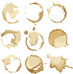 coffee stain set cartoon vector illustration