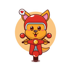 Cute kangaroo mascot cartoon character illustration ride on scooter