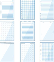 notebook line page set cartoon vector illustration