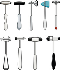 reflex hammer set cartoon vector illustration