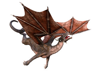 3D Rendering Fairy Tale Dragon on White