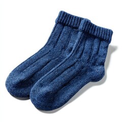 Soft Blue Knitted Cotton Socks Pair for Warmth and Comfort Cozy Winter Apparel