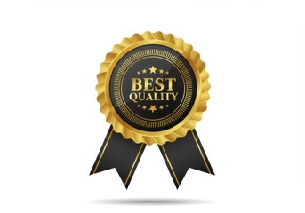 Best quality golden badge isolated on white background