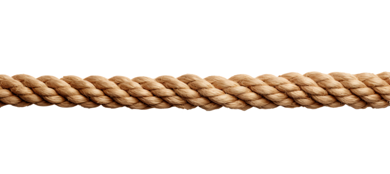 Thick braided natural rope isolated on transparent background