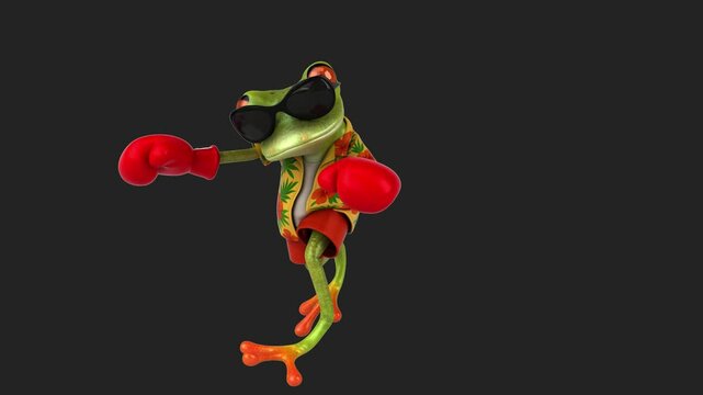 Fun 3d cartoon green frog (with alpha channel)
