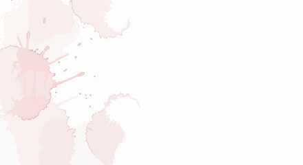 Delicate Light Pink Watercolor Splashes on White Background with Negative Space