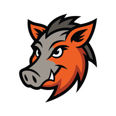 Orange and gray boar head mascot logo wild boar animal