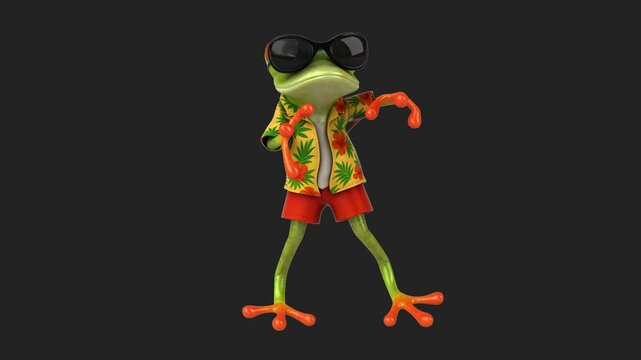 Fun 3d cartoon green frog (with alpha channel)