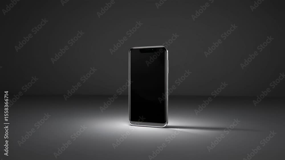 Poster shopping cart icon glowing on smartphone screen, representing digital commerce and mobile payment te