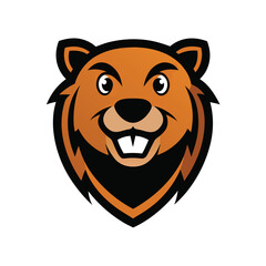 Orange Beaver Mascot Head Graphic animal logo