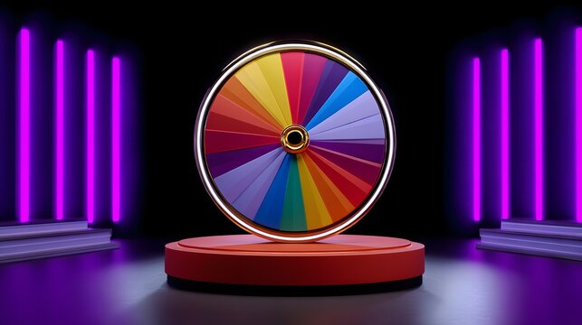 Colorful Spinning Wheel of Fortune Game