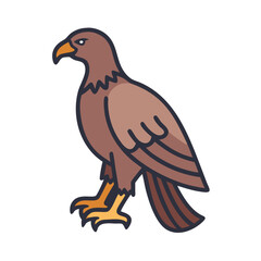 Fototapeta premium Colored vector icon of a full-body eagle, symbolizing the USA, freedom, and strength. Clean design on a transparent background