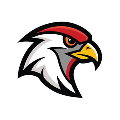 Red and white falcon head mascot logo hawk bird