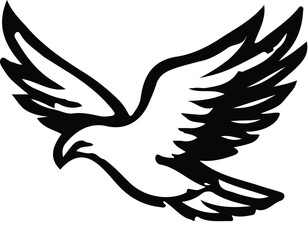 Flying Bird Silhouette Logo with Outstretched Wings and Timeless Freedom Form