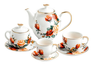 Elegant tea set display home interior still life cozy environment close-up view timeless tradition