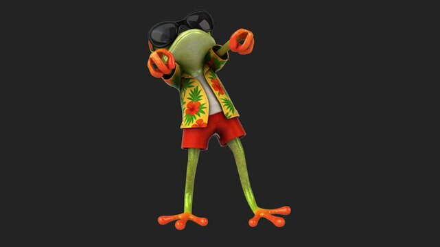 Fun 3d cartoon green frog dancing(with alpha channel)