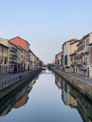 Fototapeta premium Tranquil Morning of Navigli Canal in Milan