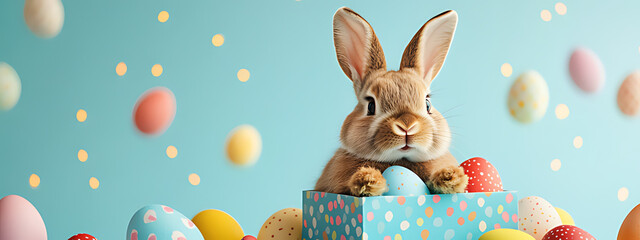 easter bunny with easter eggs