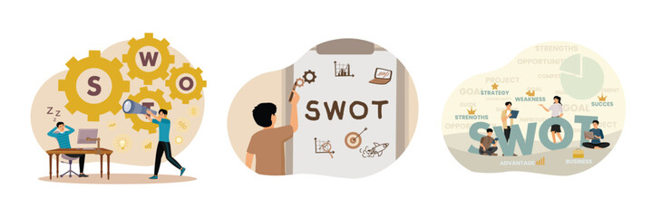 Teamwork Concept. Representing SWOT Analysis.  Idea of analysis and marketing.