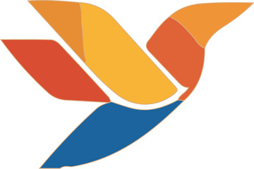 Geometric Color Bird Logo with Abstract Wing Form and Modern Flair