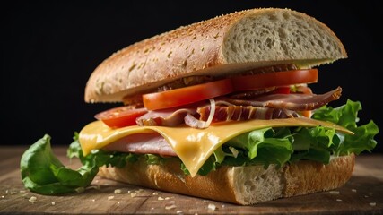 Sandwich with Ham Lettuce Tomato and Cheese