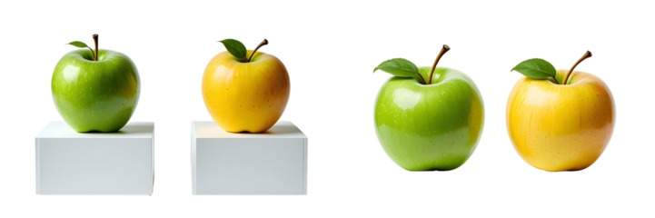 Set For Green and yellow apples isolated on transparent background