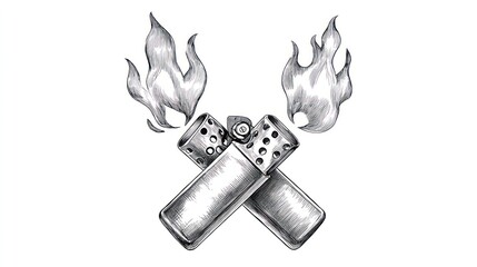 Two crossed lighters with flames (1)