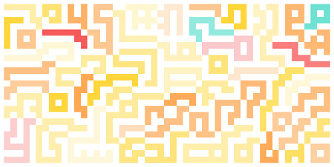 Abstract maze pattern with colorful geometric blocks. Playful, modern, and vibrant design perfect for backgrounds, textiles, or digital decoration.