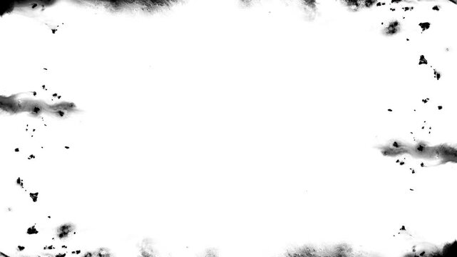 Black ink artistic down top flow splatter spots spills white paper beautiful reveal dripping streaks spread fluid ink alpha matte isolated watercolor ink drops transition	