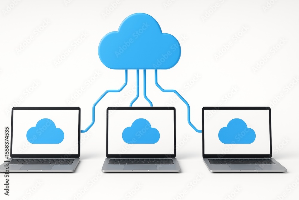 Poster cloud computing connectivity: the image depicts the essential concept of cloud computing, where indi