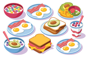 Variety of Colorful Healthy Breakfast Dishes