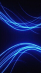 Luminous blue curved lines against a dark background creating a dynamic and abstract pattern with blurred edges