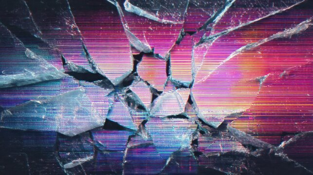 Broken screen simulation texture with shattered glitch effect