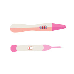 Pregnancy test kits in various designs, digital and traditional test devices, health and fertility checking tool icon