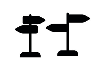Direction road icon with signpost and arrows, navigation symbol for guidance, travel and wayfinding, route direction icon